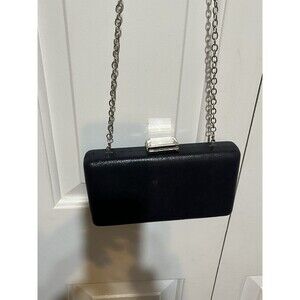 Nordstrom Black  Saturn Clutch with Silver Toned Chain.